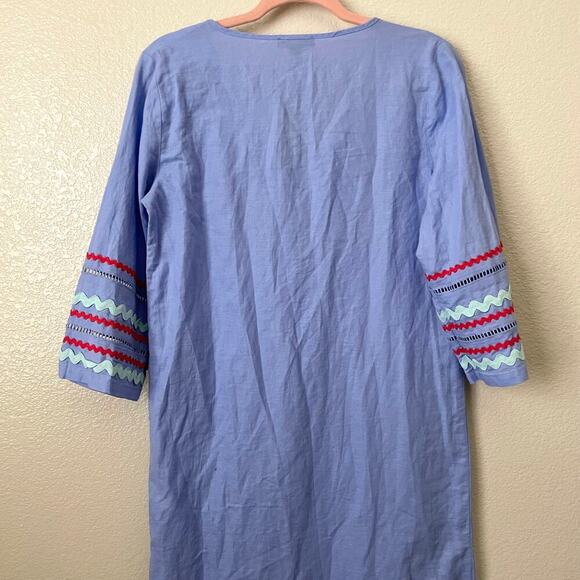 J. Crew Dress Womens XS Lilac Purple Linen Cotton Midi Tunic Embroidered Beachy - Picture 8 of 13